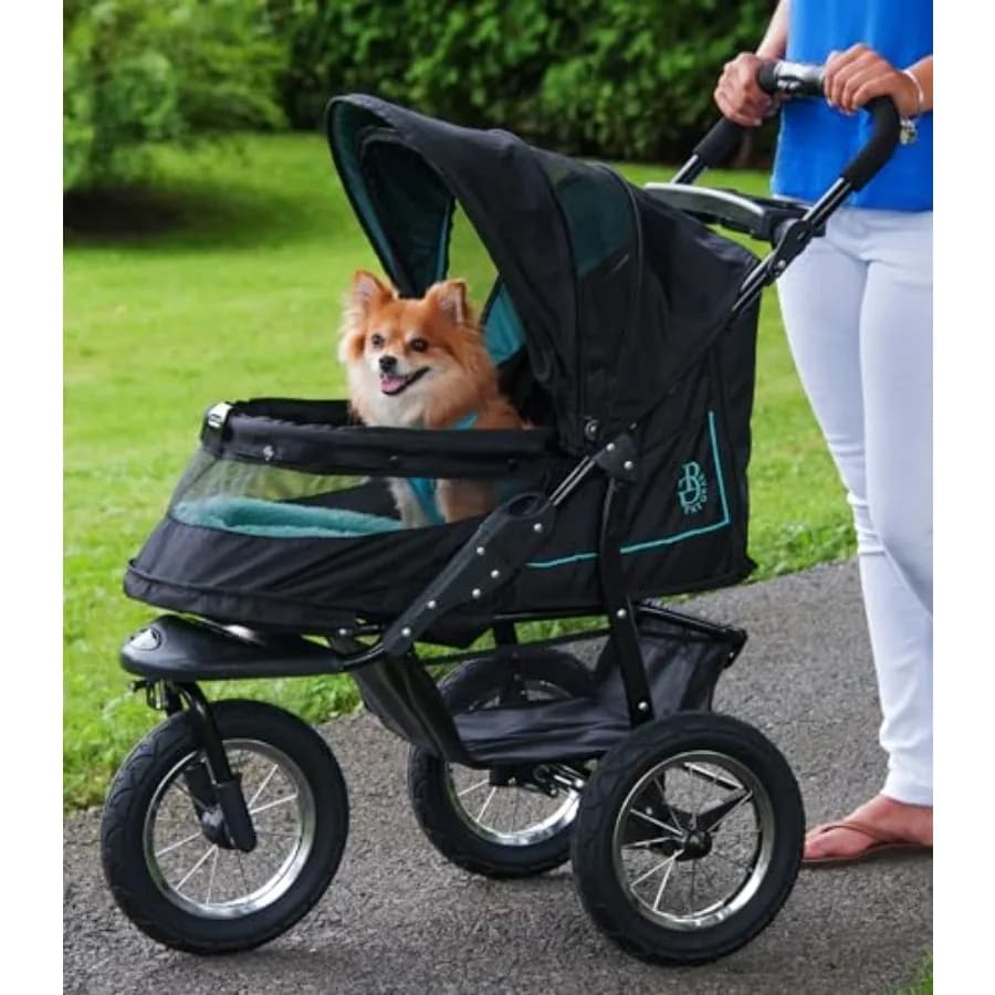 Passeggino per Animali Domestici Pet Gear No-Zip NV per Gatti/Cani: Blu Caraibico, Tessuto in Nylon, Chiusura Facile con Una Mano, Ingresso Senza Cerniera, Ruote con Gel