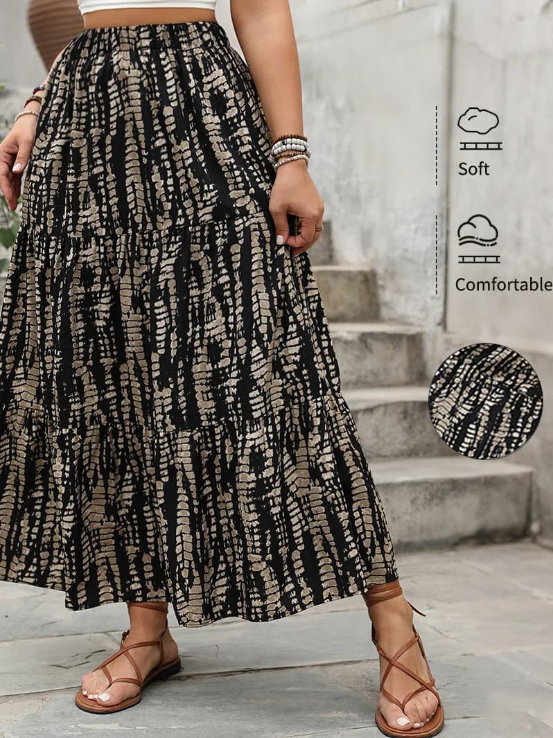 Casual High Waist Long Skirt Women's plus Size Fashionable Spring New Style Cross-Border High-End Feeling Half-length Skirt