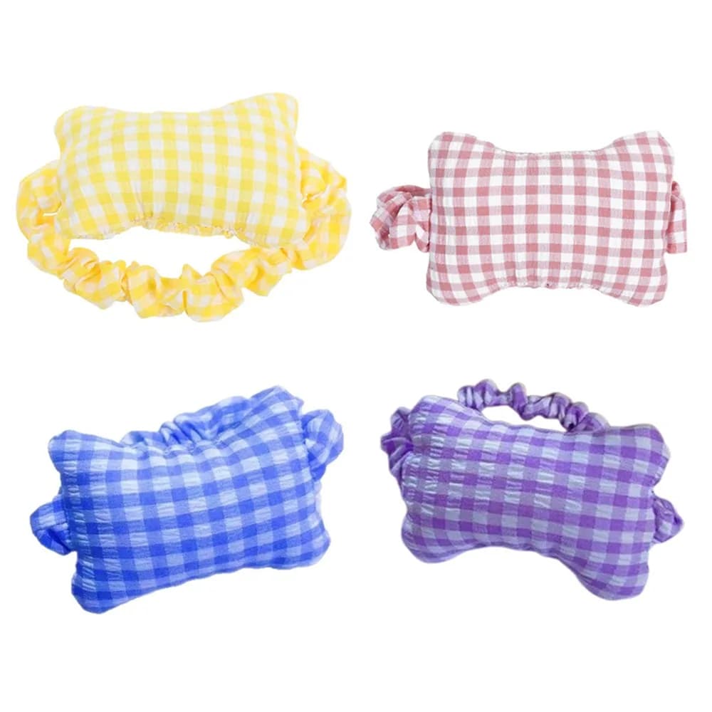 Set da 4 Pezzi: Poggiapolsi Ergonomico per Mouse, Cuscino per Tastiera a Quadretti, Fascia Elastica e Fasce per Capelli Comode per il Lavoro