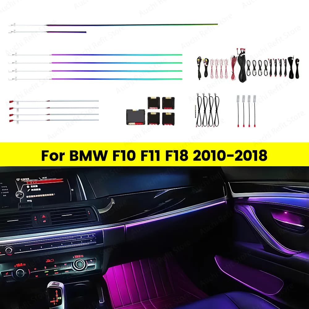 Auchi Ambient Light For BMW 5 Series F10 F11 F18 2011-2017 Screen APP Control Led Decorative Strip Dashboard Atmosphere Lamp