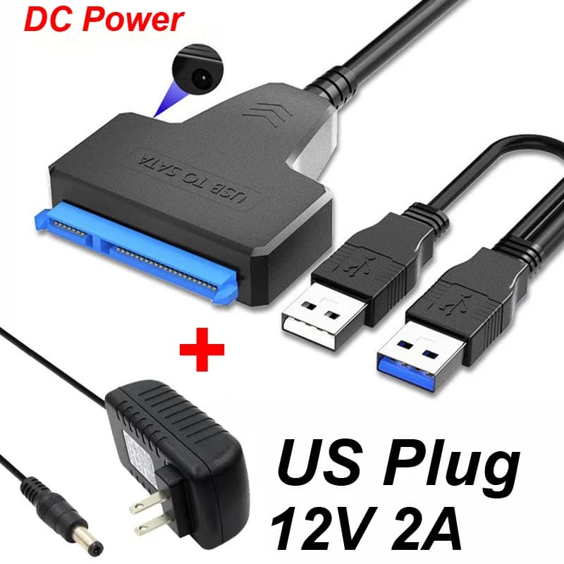Adattatore USB 3.0 TYPE-C 3.1 A SATA 6 Gbps 2.0 2.5 HDD esterno SSD disco rigido 7 + 15/22 pin III cavo per PC telefono portatile + alimentazione CC
