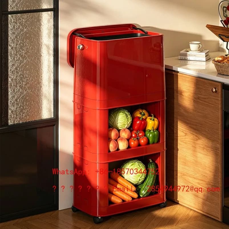 Kitchen Trash Can, New Household Removable, No Bending, High Foot, Large Capacity, Multi-layer Storage Trash Can