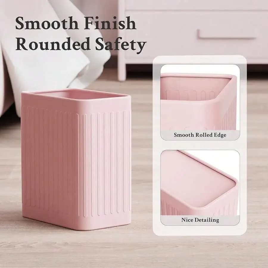 Pink 2.1 Gallon Bathroom Trash Can Plastic Waste Basket For Office Bedroom RV