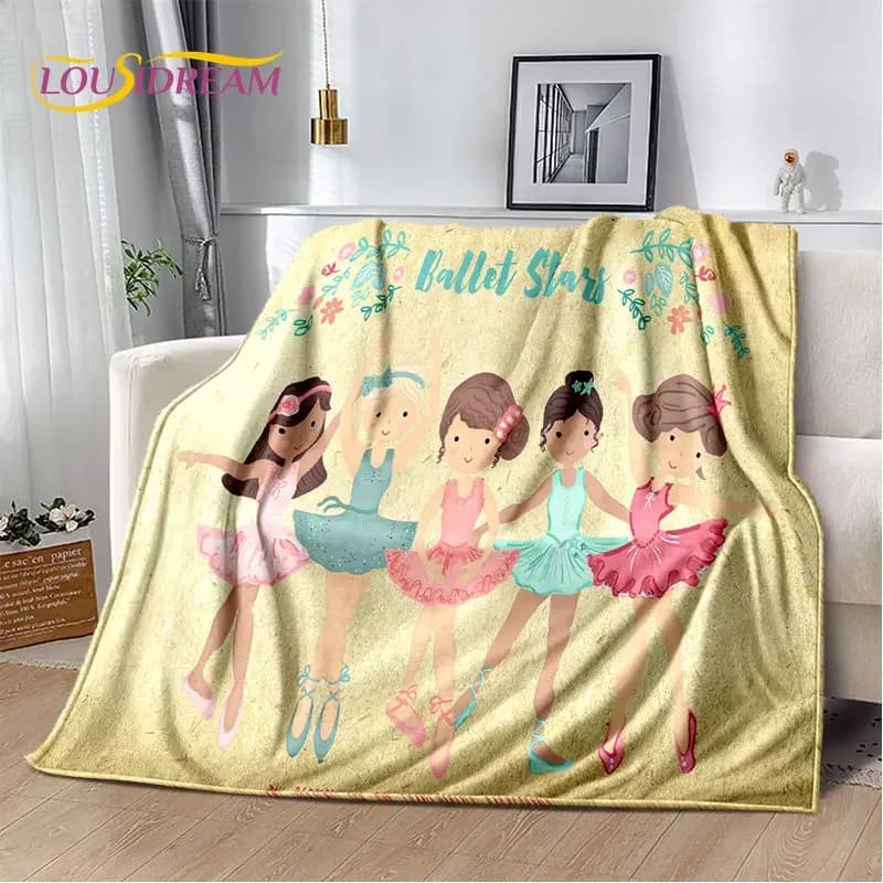 Cute Ballet Girl Ballerina Unicorn Cartoon Soft Plush Blanket,Flannel Blanket Throw Blanket for Living Room Bedroom Sofa Picnic
