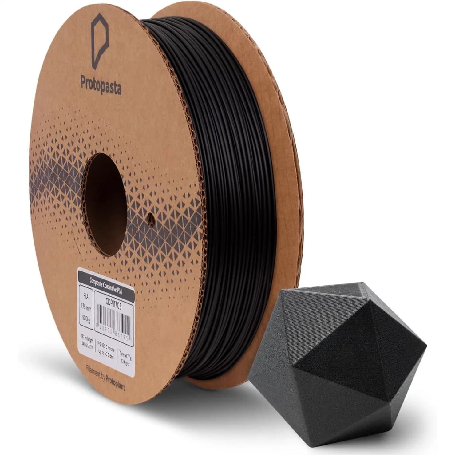 Filamento PLA Conduttivo 1.75mm per Prototipazione Elettronica, Filamento PLA Composito Nero Conduttivo Elettricamente per Stampanti 3D con