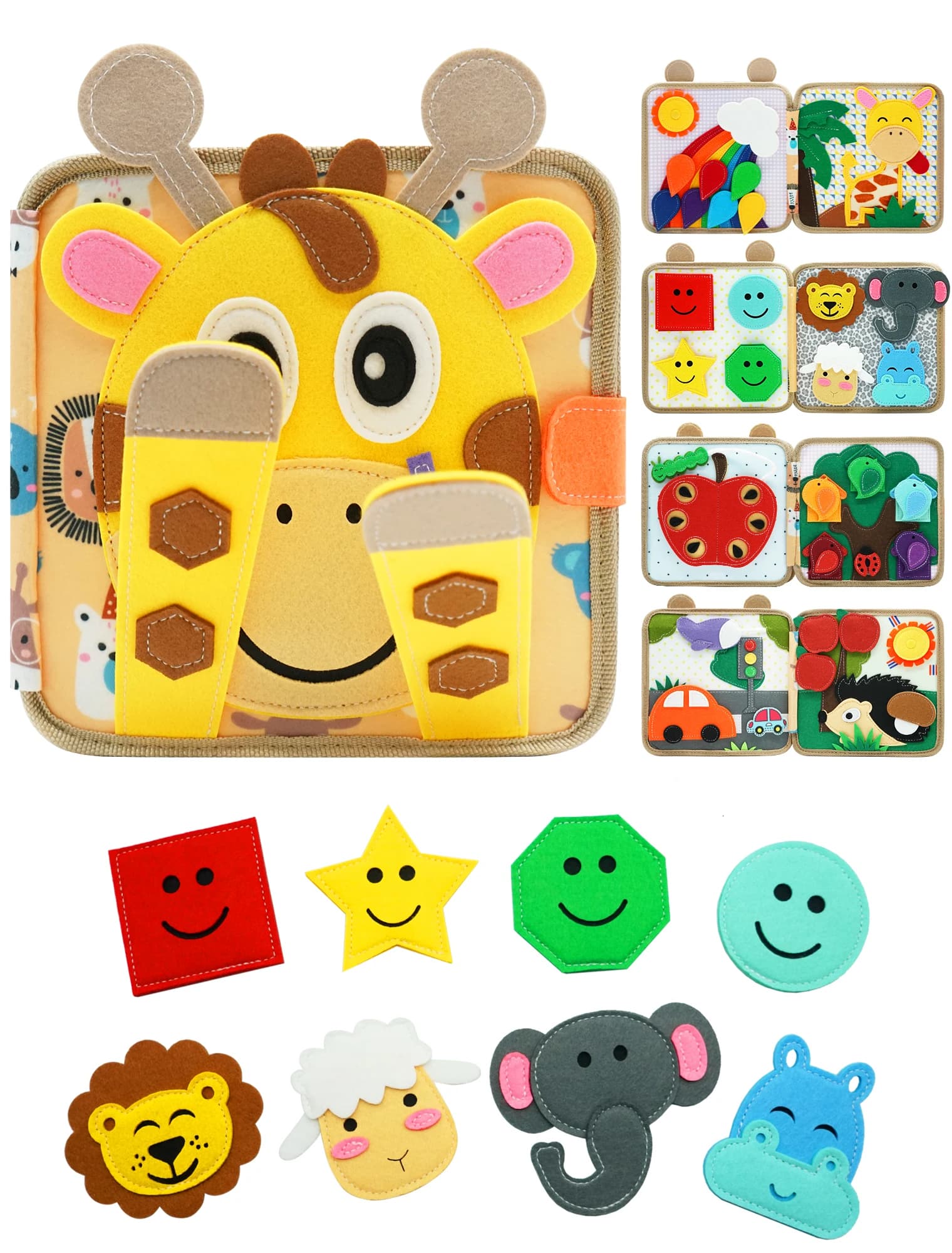Libro occupato Montessori per bambini 1-3, libri silenziosi per l'apprendimento precoce dei bambini in età prescolare e giocattoli educativi per attività di viaggio
