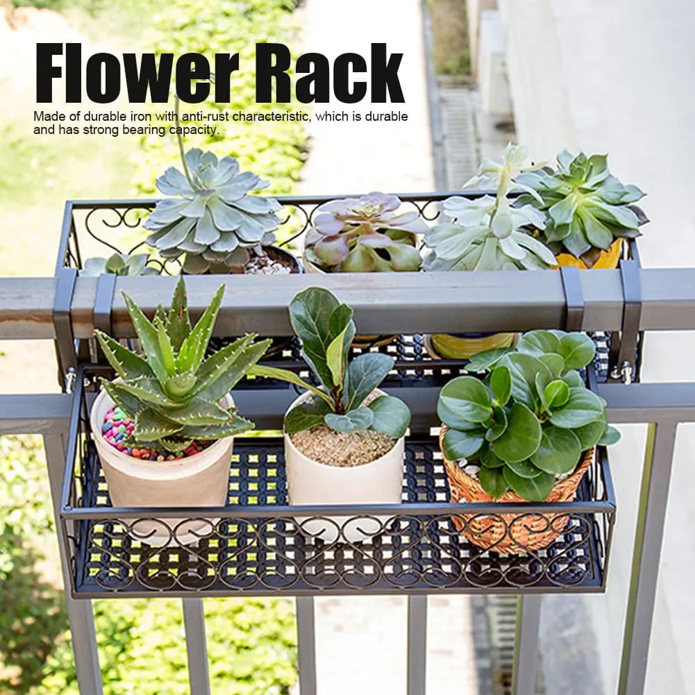 Balcone in ferro appeso fioriera vaso Stand stoccaggio piante ringhiera mensola decorazione