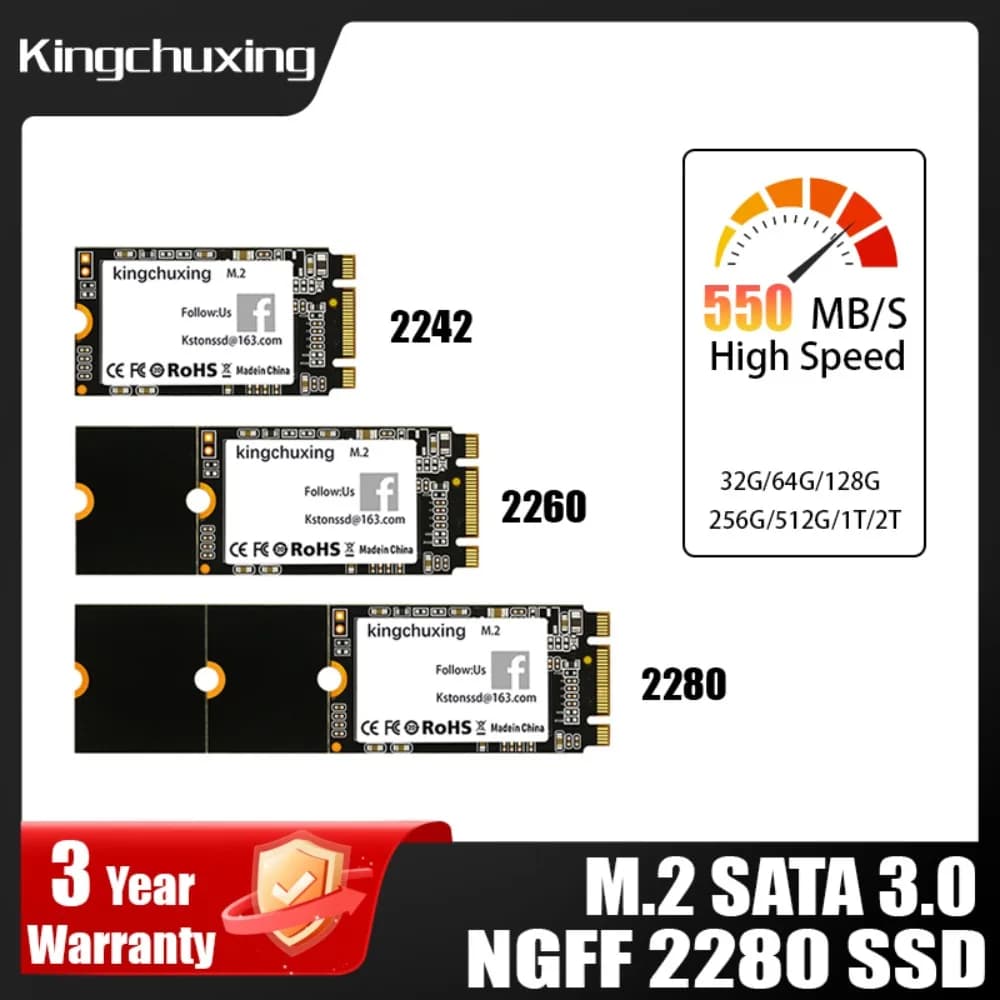 Kingchuxing SSD M2 NGFF 128GB 256GB 2242 2260 2280 Unità a stato solido interna 512GB 1TB 2TB Disco rigido per laptop desktop