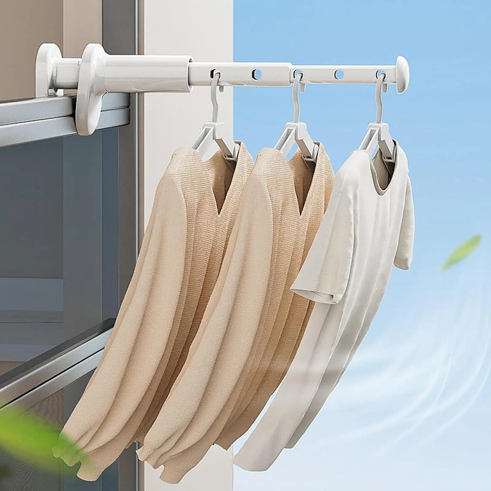 Clothes Drying Rack, Wall Mount Folding 5 Holes Portable Laundry Hanger Rack Laundry Drying Rack for Hotel Bathroom Apartment