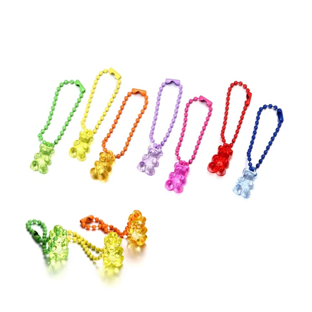 5 pz/lotto Colore Della Caramella Colorato Sveglio Orso Della Resina Portachiavi Mini Orso Con Catena Per Gioielli FAI DA TE Che Fanno Trovare Accessori