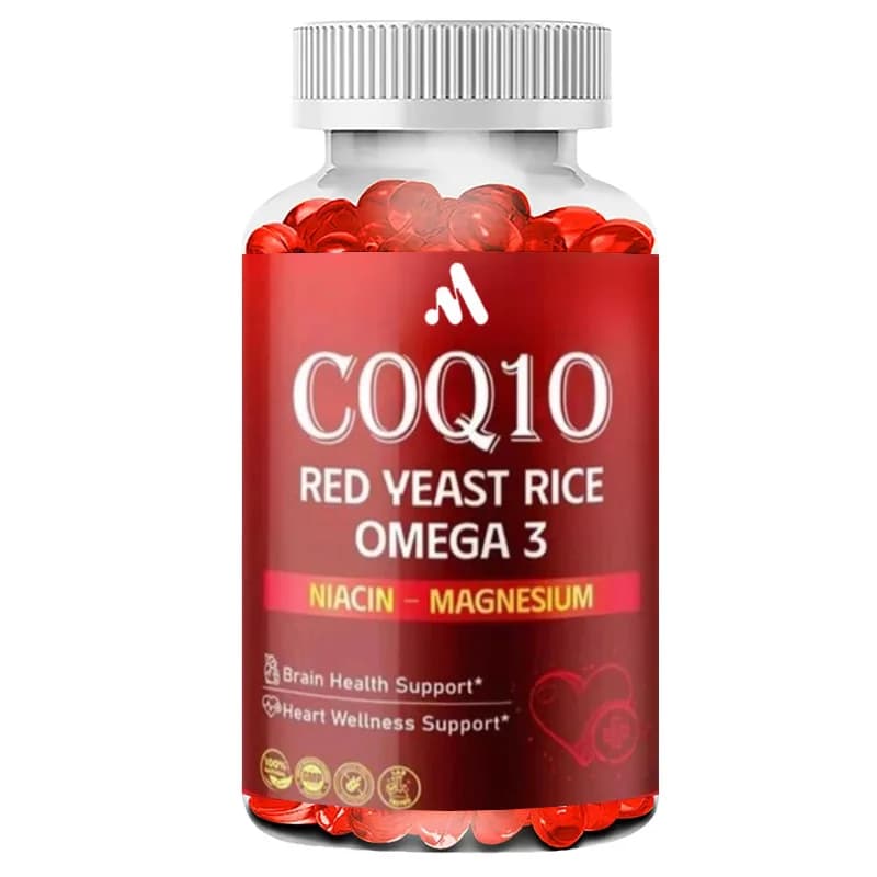COQ10 + Fermented Red Rise - Natural Mix 10 in 1 with Vitamin B3, K2, D3, Zinc, Marian Card, Black Pepper
