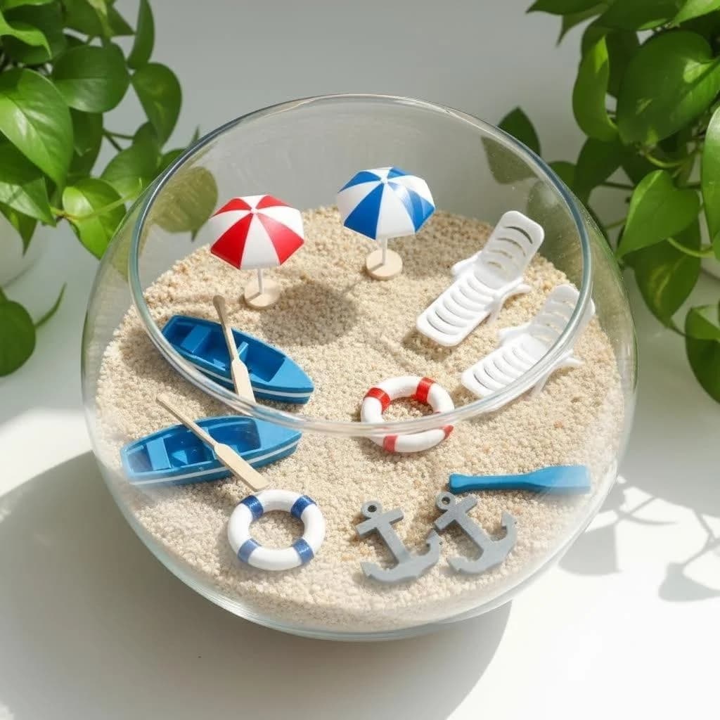 15pcs Mini Beach Theme Resin Boat/Paddle/Anchor/Life Buoy Beach Items Miniature Flat Back Cabochon Art Supply DIY Craft Decorats