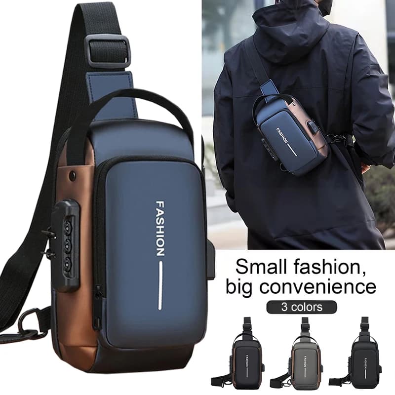 Casual Waterproof Anti-theft Sling Bag Durable Mens Chest Backpack, Adjustable Strap for Hiking Walking and Commute