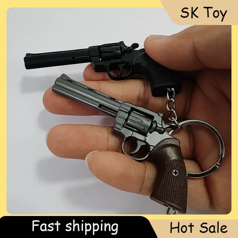 7 cm Colt 357 Revolver Gun Modello staccabile Allmetal Durevole Portachiavi in metallo Accessorio da uomo Ciondolo alla moda Collezione militare