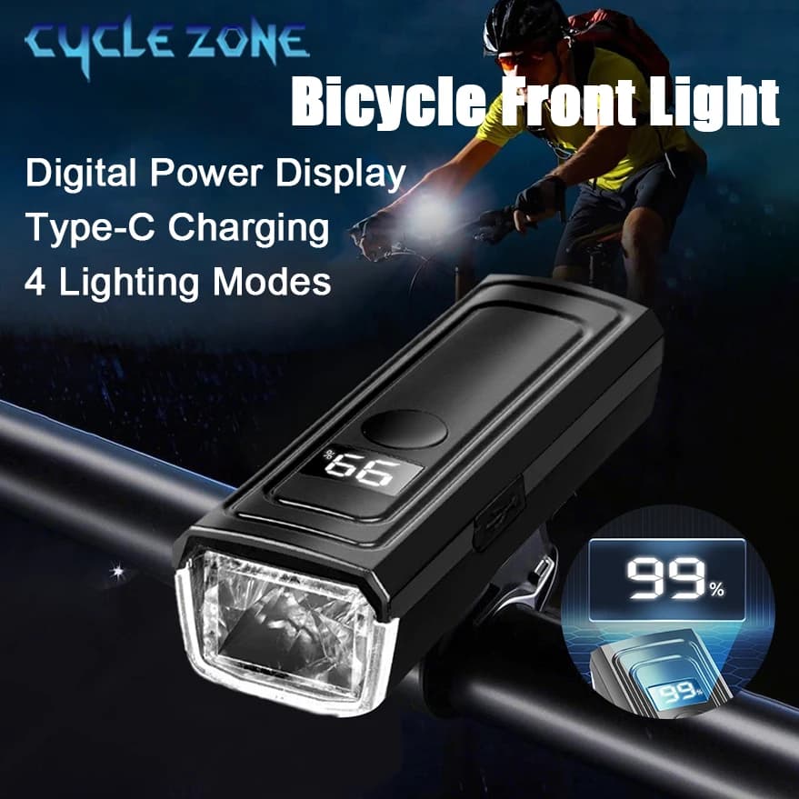 Faro LED per Bicicletta, Luce Anteriore Super Luminosa per Mountain Bike e Bici da Strada con Indicatore di Livello Batteria