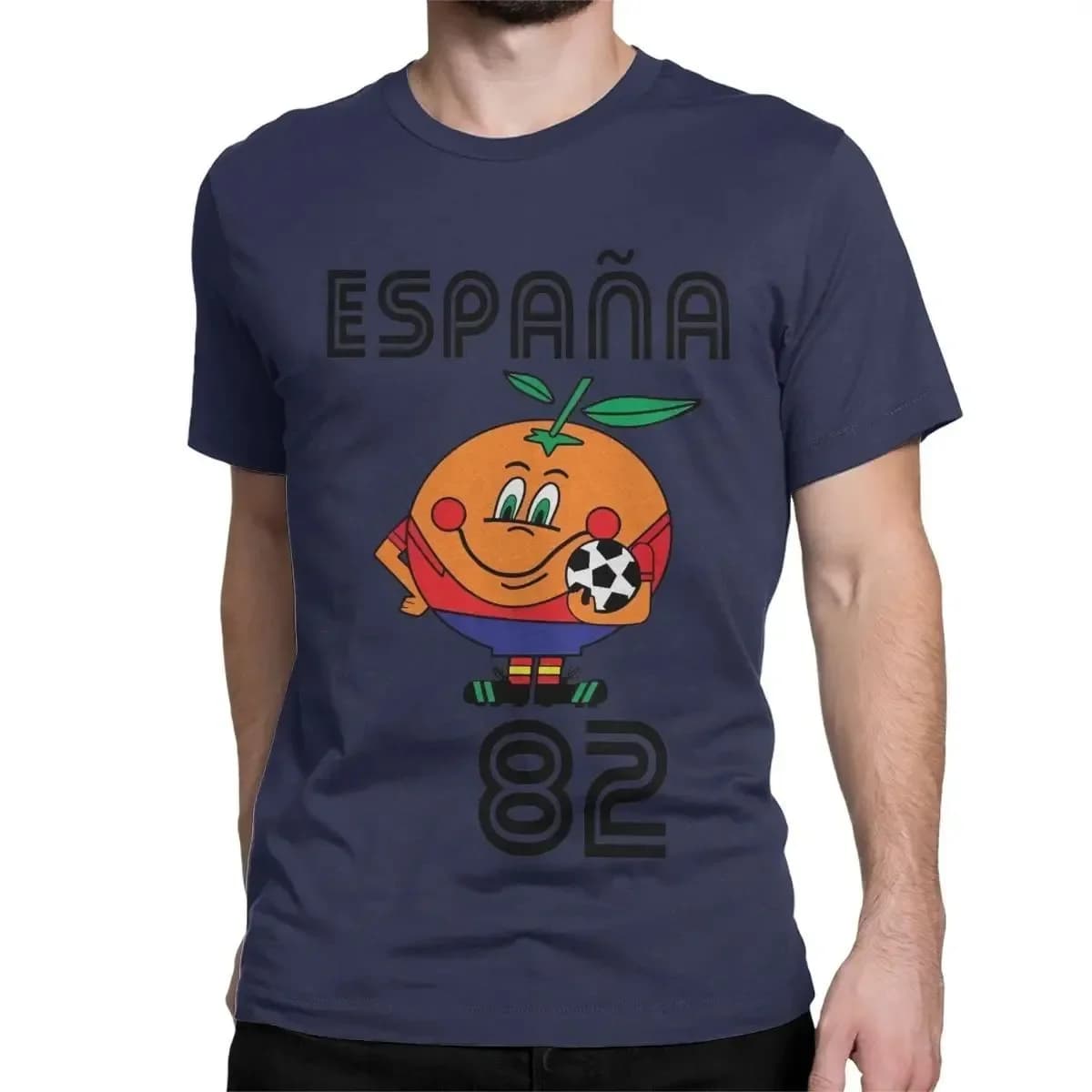 Men's Naranjito High Quality round Neck T-shirt Spain 82 Spanish Mascot 1982 Football Top Classic Retro Design