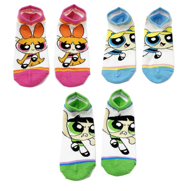 3 paia di calzini corti in cotone traspirante con personaggi dei PowerPuff Girls, ideali per l'estate, regalo per ragazze.
