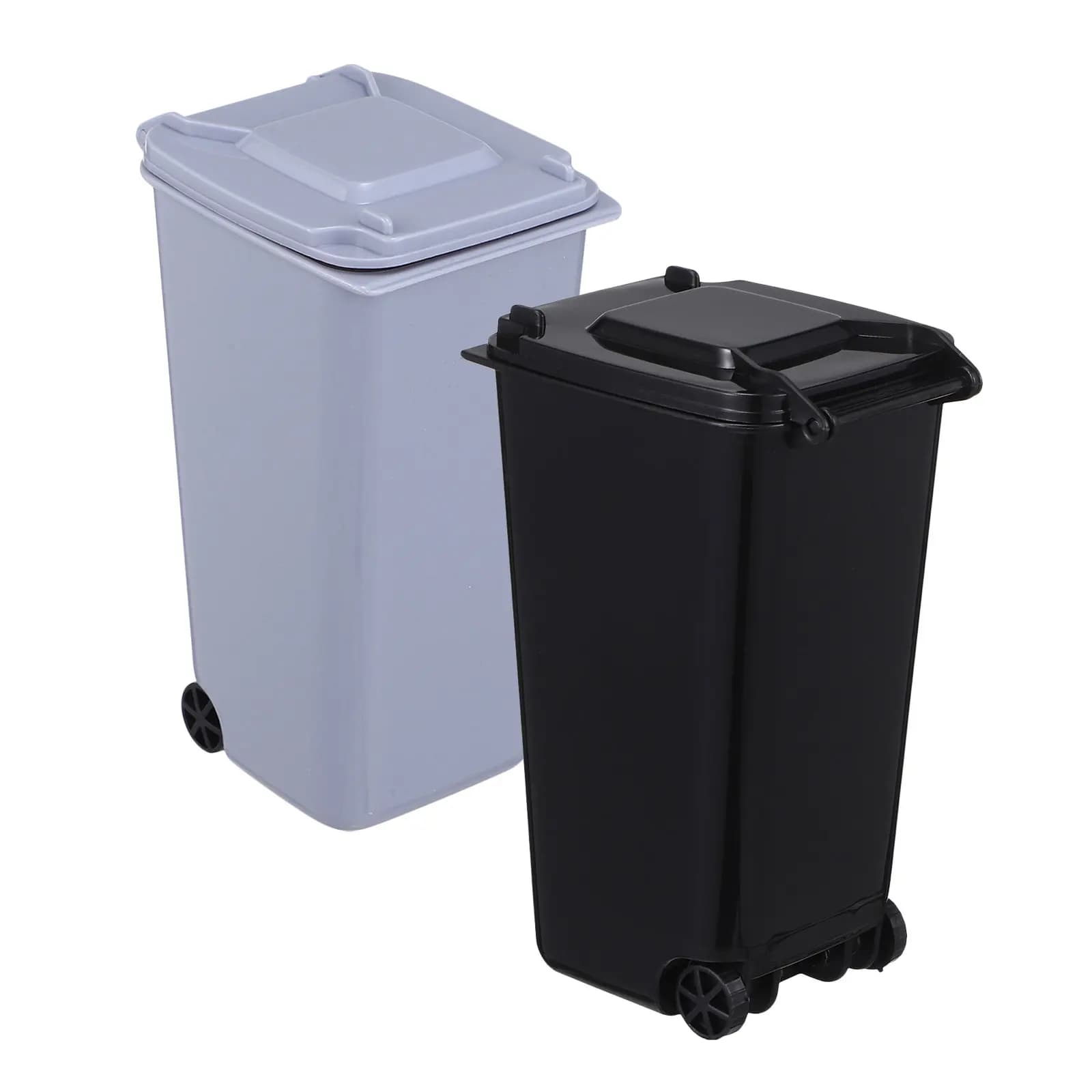 2 Pezzi Mini Cestino da Scrivania in Plastica con Coperchio, Piccolo Cestino Portatile per Ufficio, Camera da Letto, Piano di Lavoro, Organizzatore da Scrivania, Anti-odore