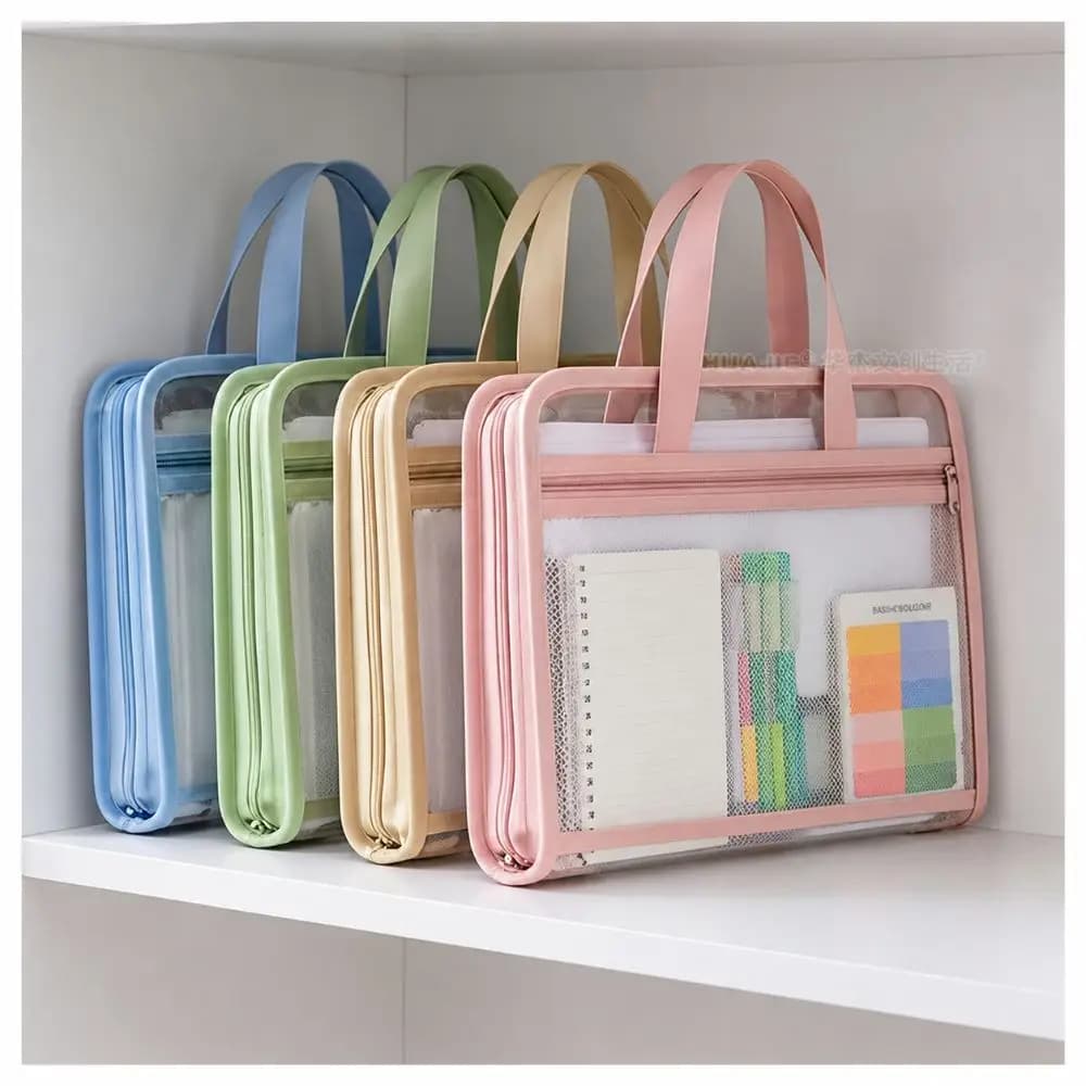 13 Pockets Expanding File Folder Handheld Large Capacity Document Bag Transparent Waterproof Document Organizer School Office