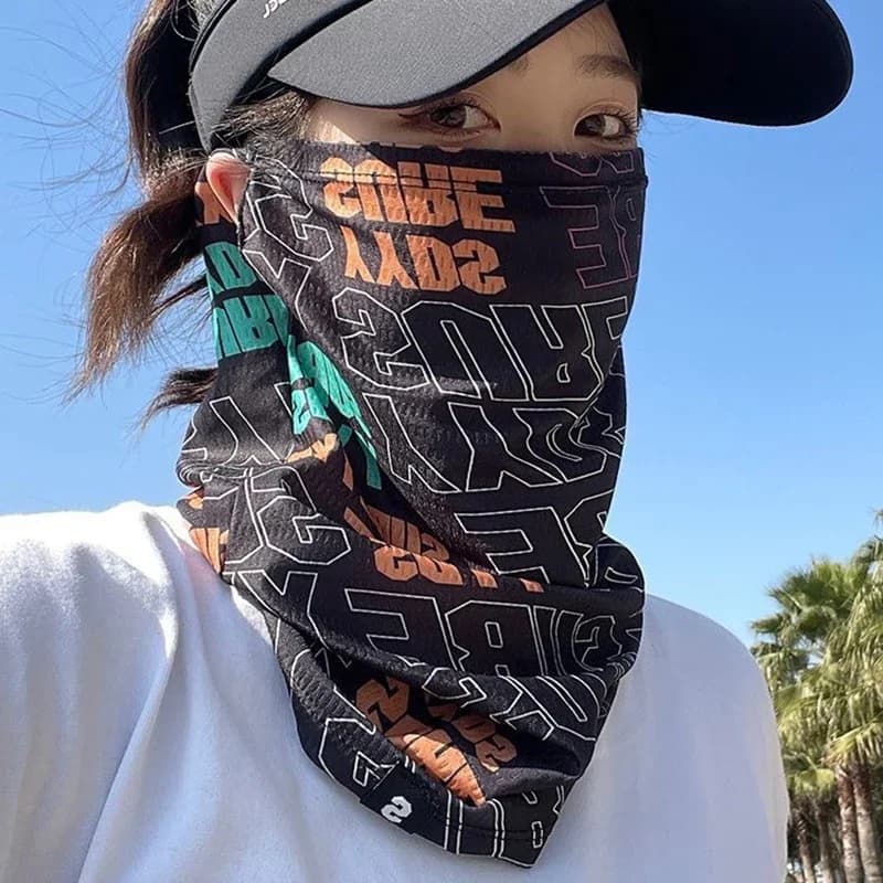 Maschera Estiva Protettiva UV per Viso e Collo, Traspirante, con Protezione Solare, Bandana con Elastici per le Orecchie, per Uomo e Donna, Sciarpa per Ciclismo all'Aperto