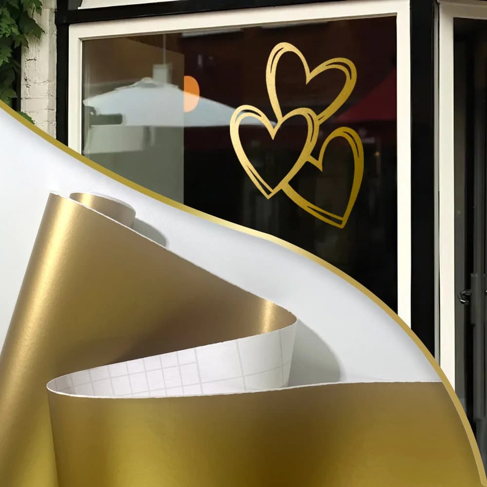 1Roll Matte Gold Vinyl Roll Permanent Sticker Film Waterproof Self-Adhesive DIY Car Home Cup Stickers for All Cutting Machines