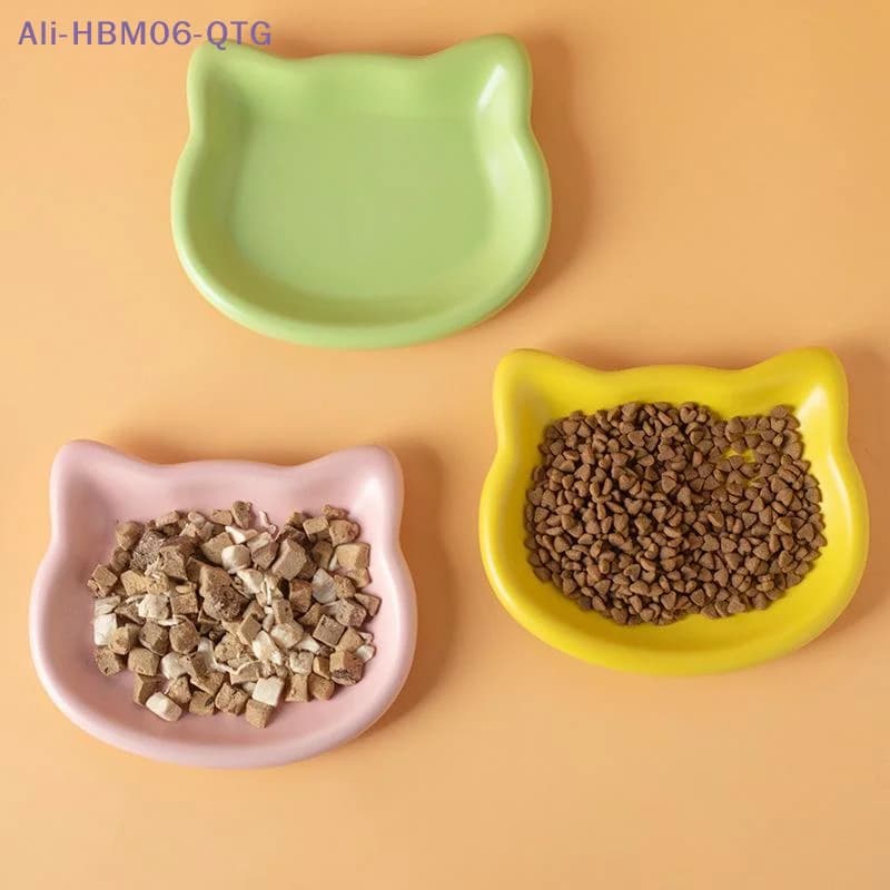 New 1PC Cat-Shaped Pet Bowls Pastel Color Cute Animal Design Non-Slip Pet Food Dish Ideal For Cats Trendy Pet Accessory For Home