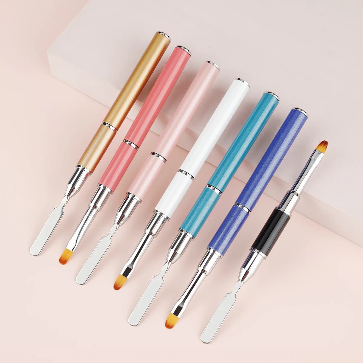1 pz pennelli per nail art a doppia estremità acrilico gel UV estensione costruttore fiore pittura penna pennello rimozione spatola bastone strumenti per manicure