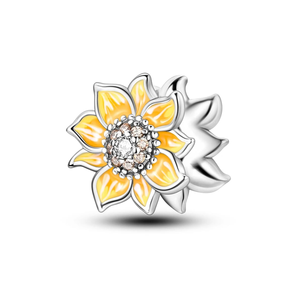 Ciondolo a Forma di Girasole in Smalto Sfumato Giallo, Adatto per Bracciali e Collane da 3mm, Gioielli di Lusso Fai-da-Te per Donne