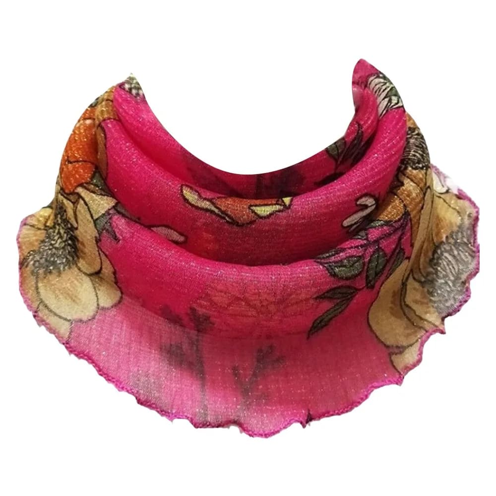 Sciarpa in Chiffon con Stampa Floreale, Traspirante, Anti-UV, Maschera Solare con Elastici per le Orecchie, Sottile e Leggera, Multifunzione