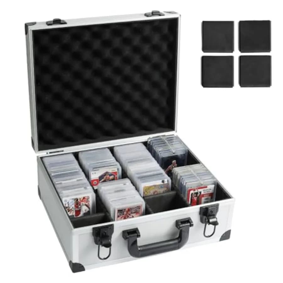 Scatola portaoggetti per carte rigide da 3" x 4" 35pt, carte collezionabili e sportive, carte graduate e con valutazione, con 7 divisori in spugna fai-da-te