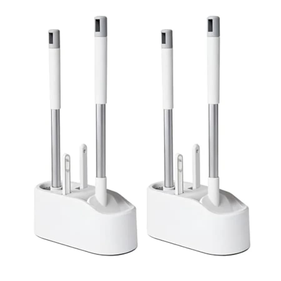 Set di 2 Spazzole per WC con Supporto, Spazzola per WC Ergonomica, Elegante e Resistente per il Bagno