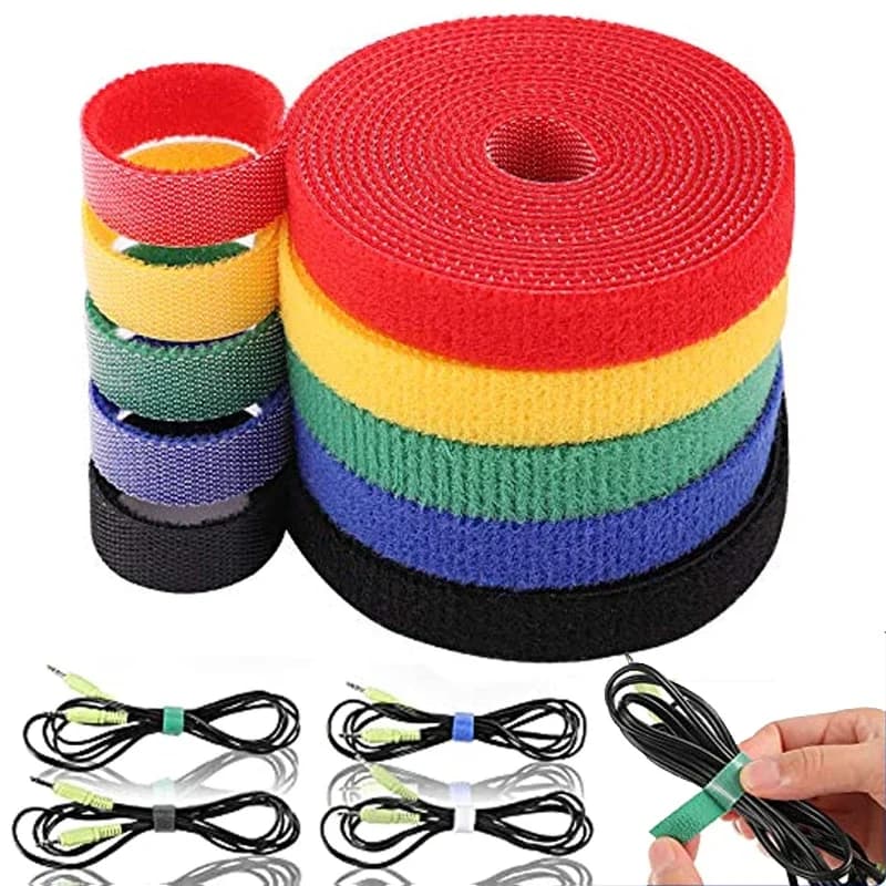 5M Fastening Tape Reusable Cable Straps Cable Ties Hook and Loop Nylon Fastening Tape Wire Organizer for Cords Cable Management