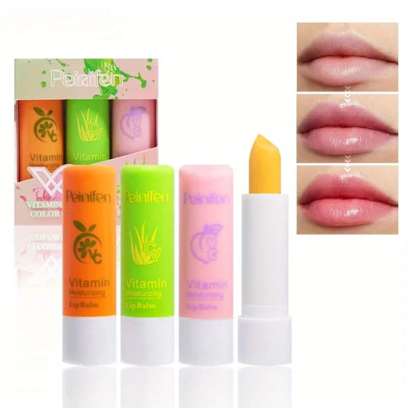 Set of 3 packs, moisturizing lip balm, moisturizing and moisturizing, anti-drying, screpolation, faded lip lines, fruit lip balm