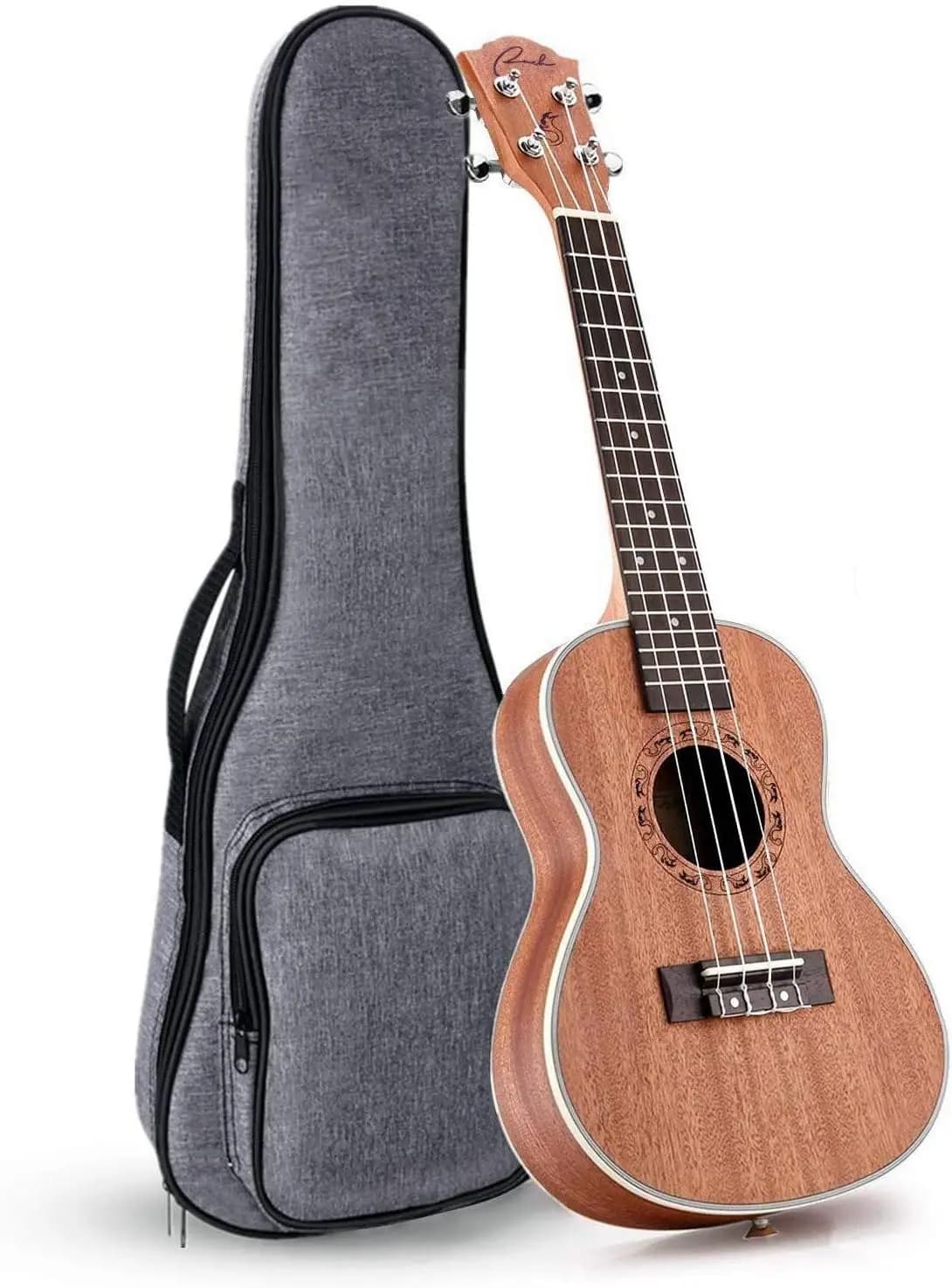 23 Inch Left-Handed Concert Ukulele, Professional Wooden Ukulele Instrument with Padded Gig Bag