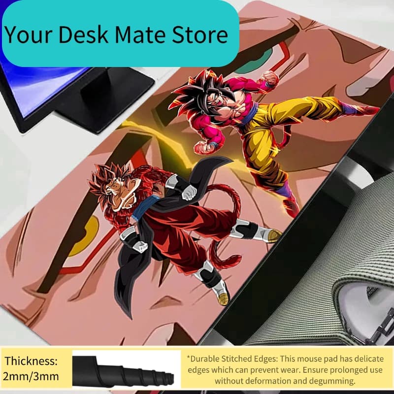 Tappetino per Mouse XXL in Gomma, Grande Mousepad da Gaming per PC, Tappetino da Scrivania Dragon Ball Z DBZ, Tappetino per Tastiera e Computer Portatile