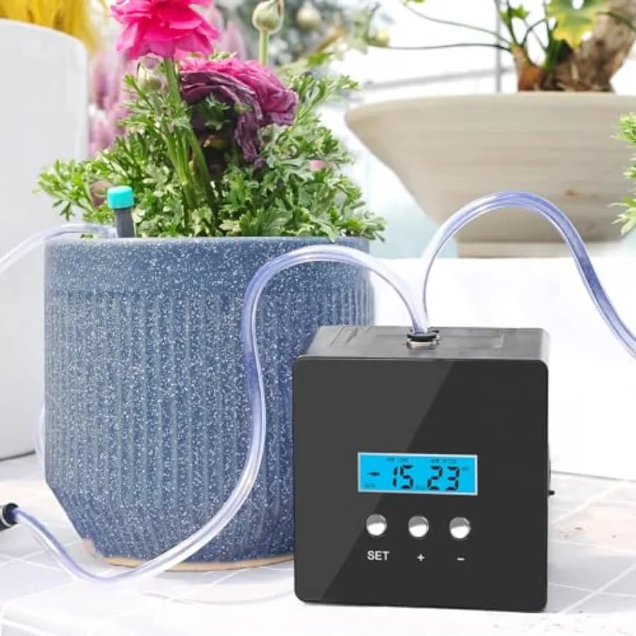 Sistema di irrigazione automatico a goccia fai-da-te per piante da interno, sistema di irrigazione con pompa autoadescante e timer programmabile per piante in vaso da interno