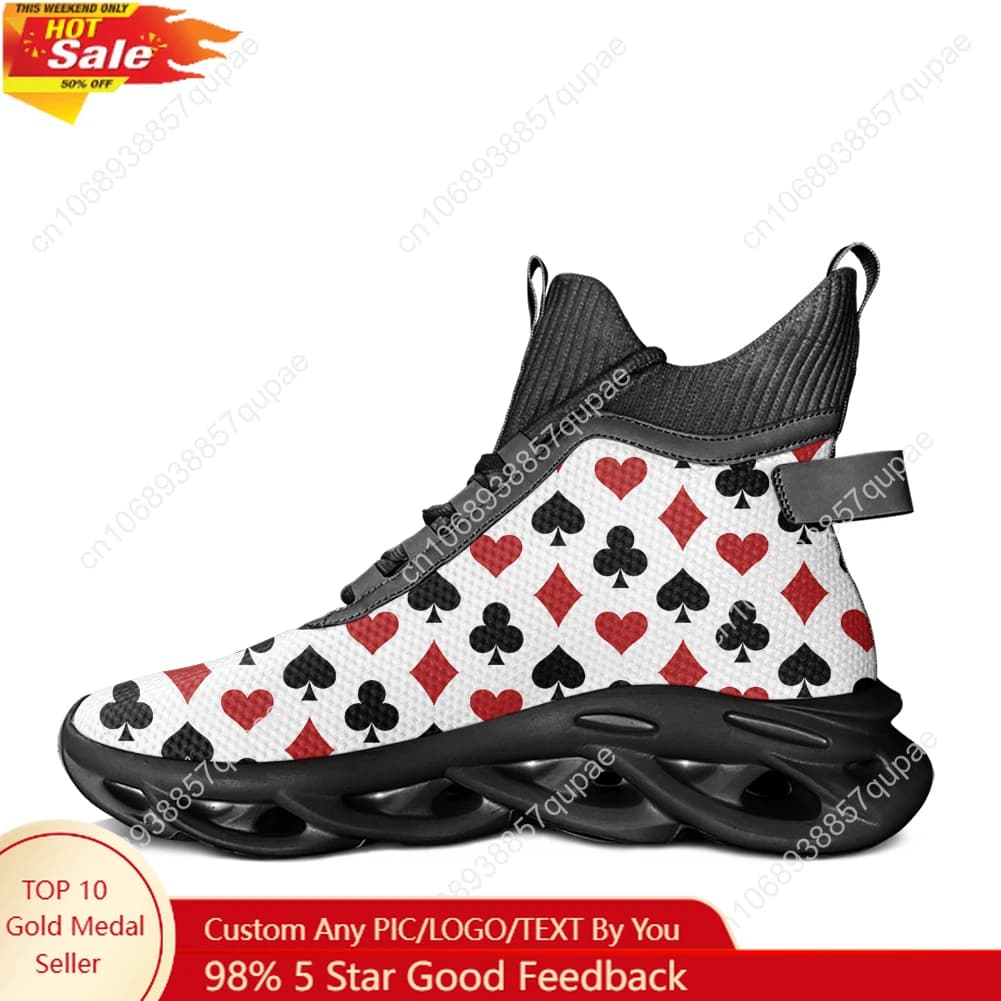 Carte da gioco Poker Modello stampato in 3D Scarpe da ginnastica alte Scarpe da ginnastica sportive da donna per uomo Scarpe da viaggio per escursionismo Scarpe da corsa Scarpe personalizzate