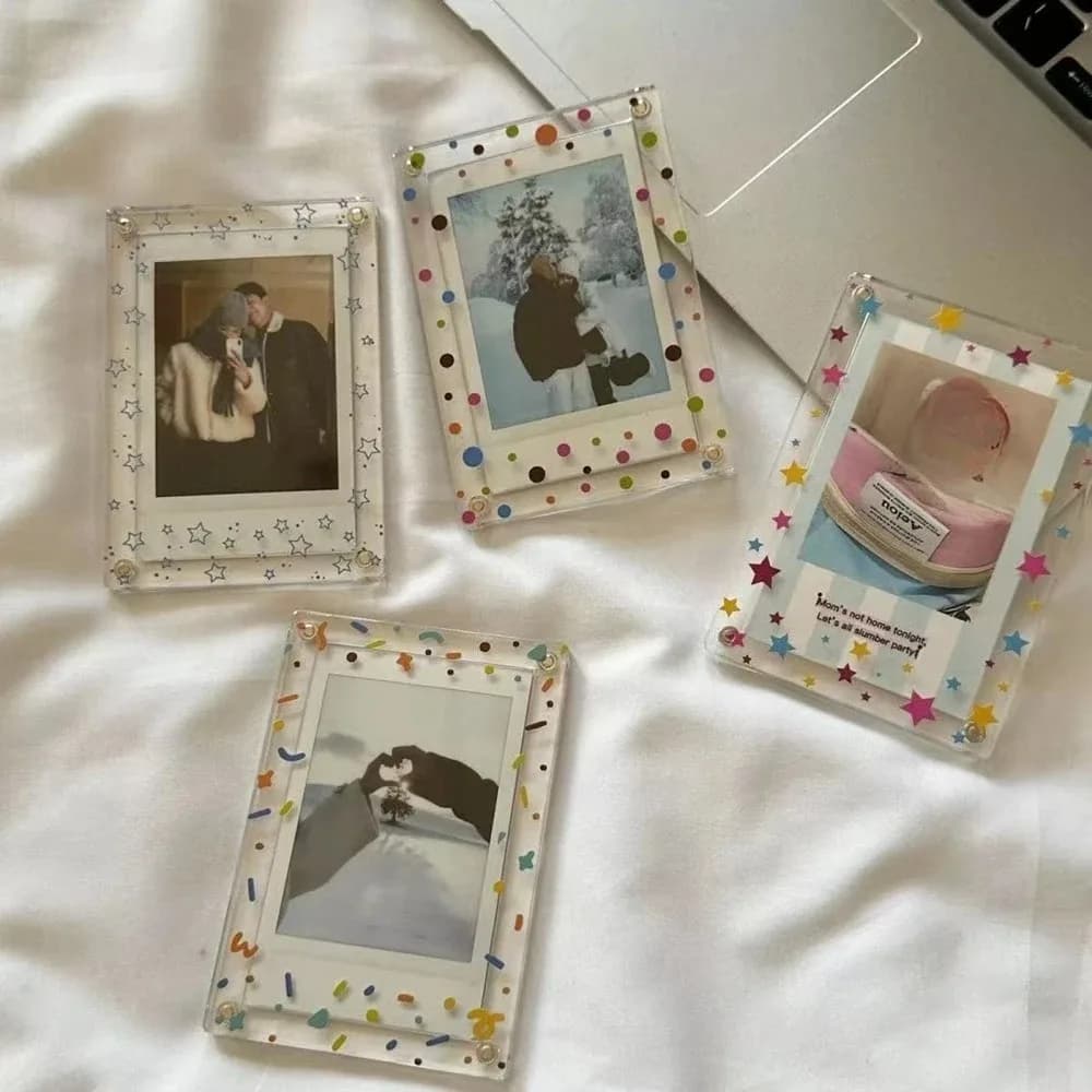 Adatto per Cornice Fotografica Magnetica Polaroid Mini da 3 Pollici con Motivo a Stelle e Punti, Adesivo per Frigorifero, Regalo di San Valentino