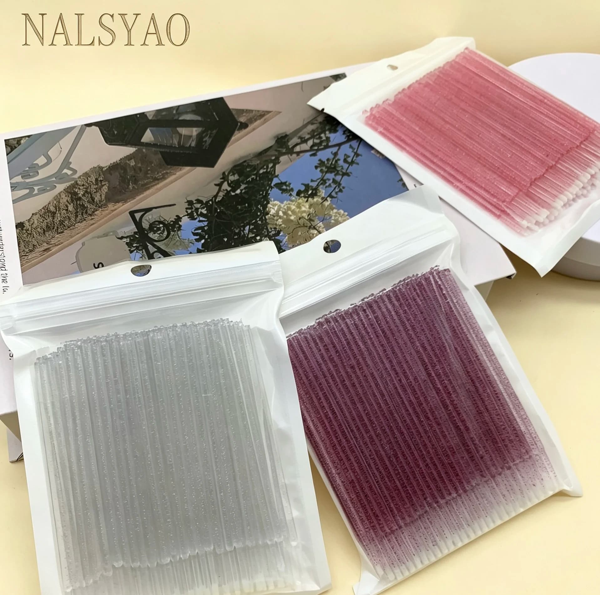 100/500Pcs Crystal Micro Applicator Brush for Eyelash Extension Micro Cotton Swabs, Lips Mascara Wands Pink Microbrush Lash lift