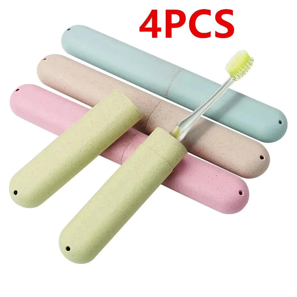 Portaspazzolino da viaggio da 4 pezzi con fori di ventilazione Portaspazzolini in plastica traspirante portatile - Ideale per viaggi, campeggio
