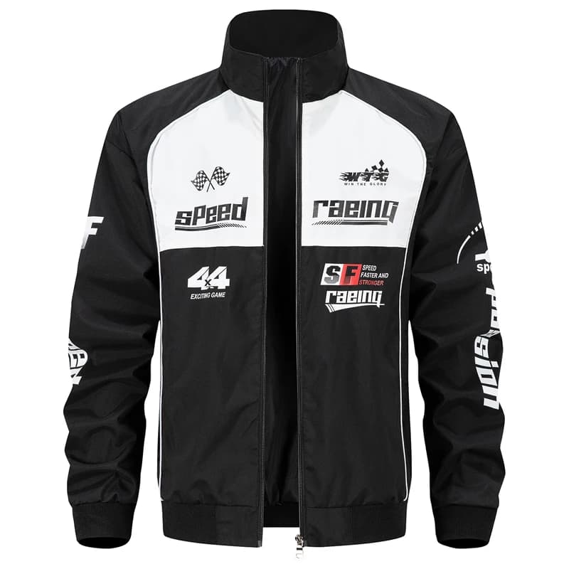 US Size Autumn Moto Racing Jacket Men's Stand Collar Jackets Patchwork Work Clothes Outdoor Casual Sport Motorcycle Riding Coats
