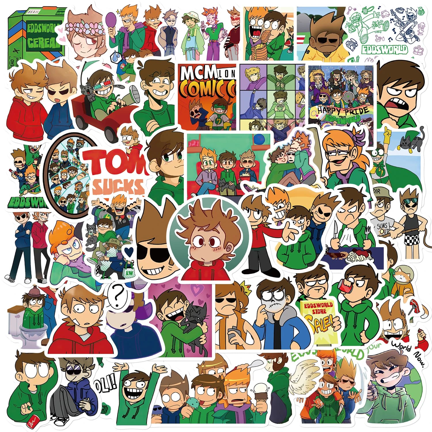 52 pezzi creativi anime serie Eddsworld adesivi personalizzati decorazione graffiti bagagli fai da te laptop skateboard iPad adesivo giocattolo