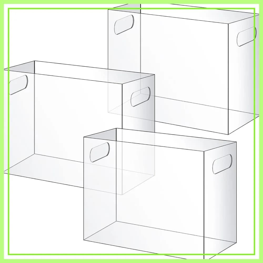 Organizzatore per documenti in acrilico, confezione da 3, scatola trasparente da scrivania con maniglia per cartelle a gancio formato lettera, 12,2x5,5x9,4 pollici