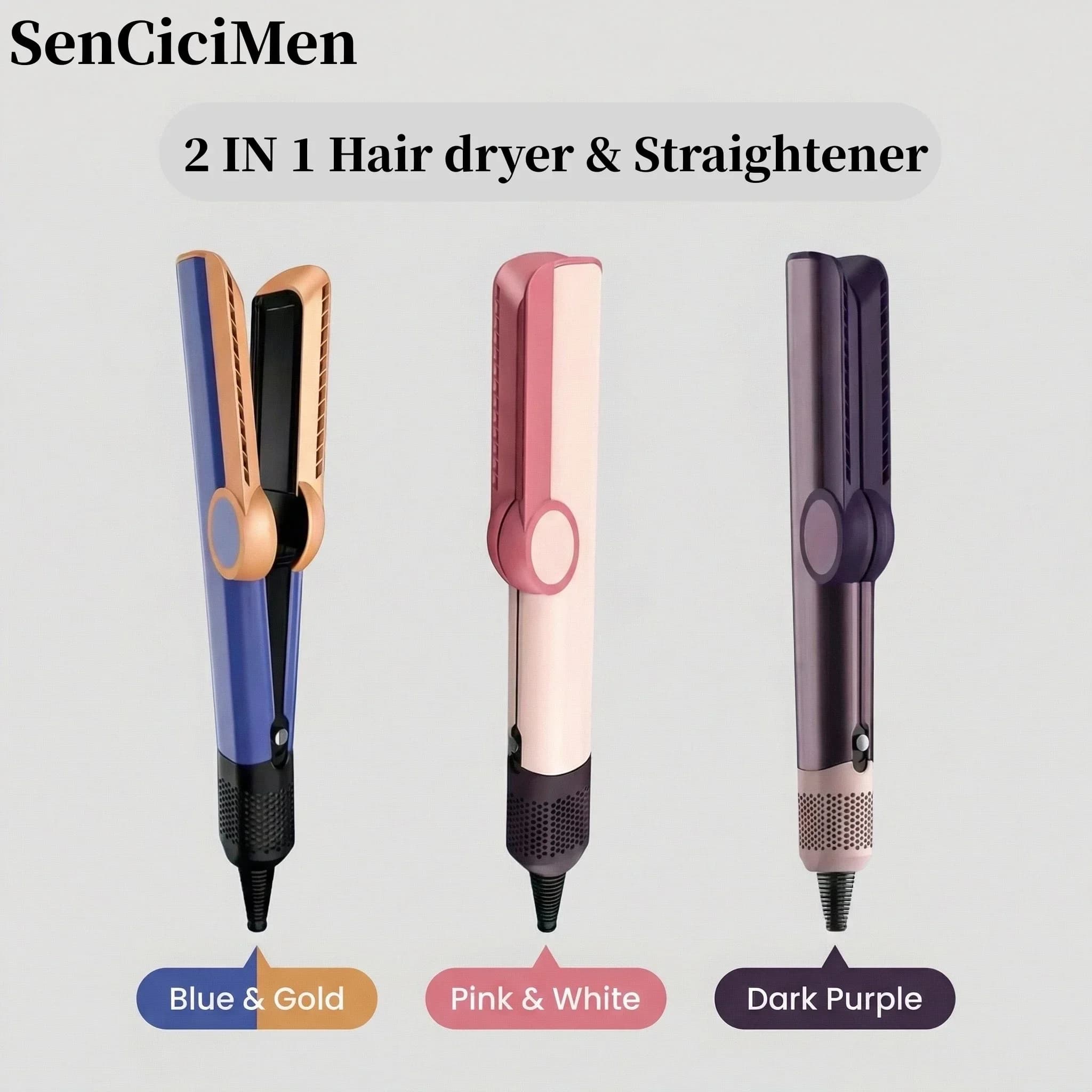 SenCiciMen 2 in 1 Hair Dryer Straightener, Airflow Styler, Fast Heating 24H Long Style, Hair Care Multicolor Tools for Home Dail