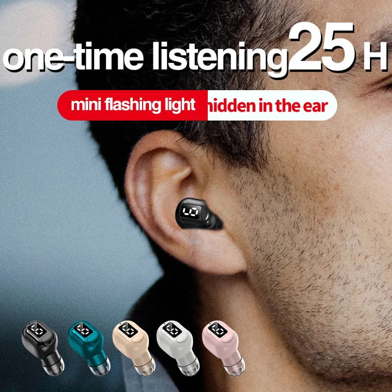 Mini Invisible Single Bluetooth Earbud Digital Display Low Latency Gaming Wireless Earphone 25H Playtime Sports In-ear Headset