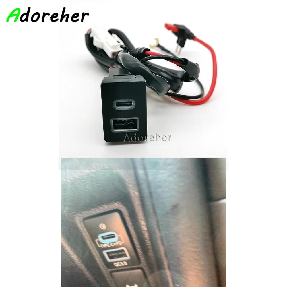 Misura per il vecchio LC120 Prado 16-20 12V presa per caricabatterie rapido per auto doppia USB PD tipo C adattatore di alimentazione per presa di ricarica