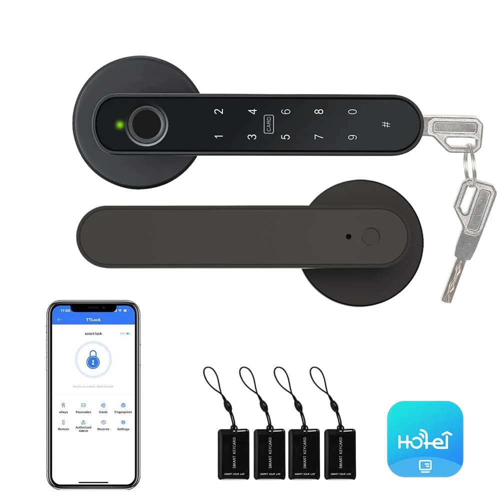 Serratura Intelligente in Lega di Alluminio con Impronta Digitale, Sicurezza Domestica Smart con Cloud e Controllo Tramite App Tuya, Impronta Digitale, Password, Chiave e Scheda