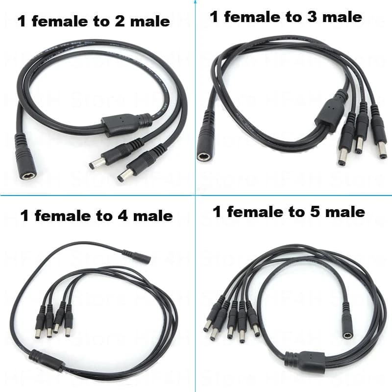 70 centimetri 12V DC Alimentazione Splitter Spina 1 Femmina a 2 3 4 5 vie Maschio 18awg connettore Cavo Della Macchina Fotografica CCTV Accessori 2.1*5.5mm B4