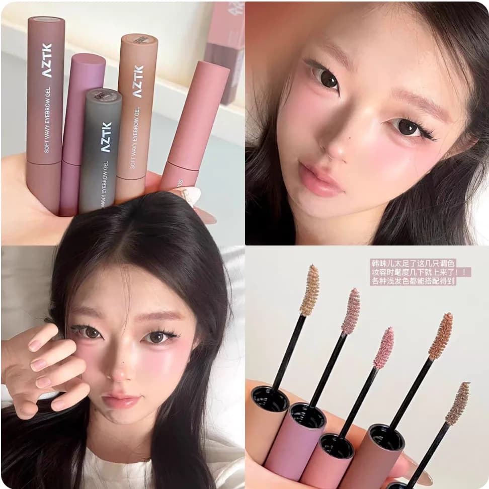 AZTK SOFT WAVY EYEBROW GEL 4.5G Balsamo per Sopracciglia con Pennello, Volumizzante, Impermeabile, Tinta Naturale per Sopracciglia, Cosmetici per il Trucco delle Sopracciglia