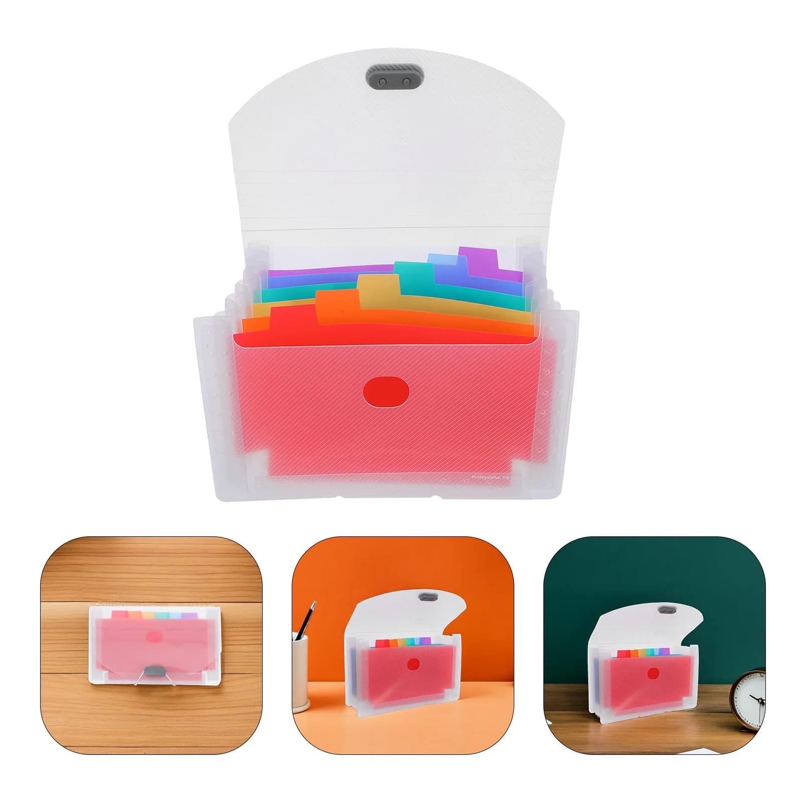 2Pcs Clear Waterproof Document Organizer 7-Pocket Plastic Accordion File Folder for Receipts Bills Invoices Cash Portable Office